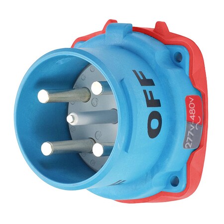Meltric Pin & Sleeve Receptacle, 100 A, 277/480V AC, Three Phase, 3 Pole, Blue, NEMA 4X 33-68247-C-K04